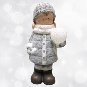 Figurka bożonarodzeniowa - dziewczynka z podświetlaną kulą 45 cm